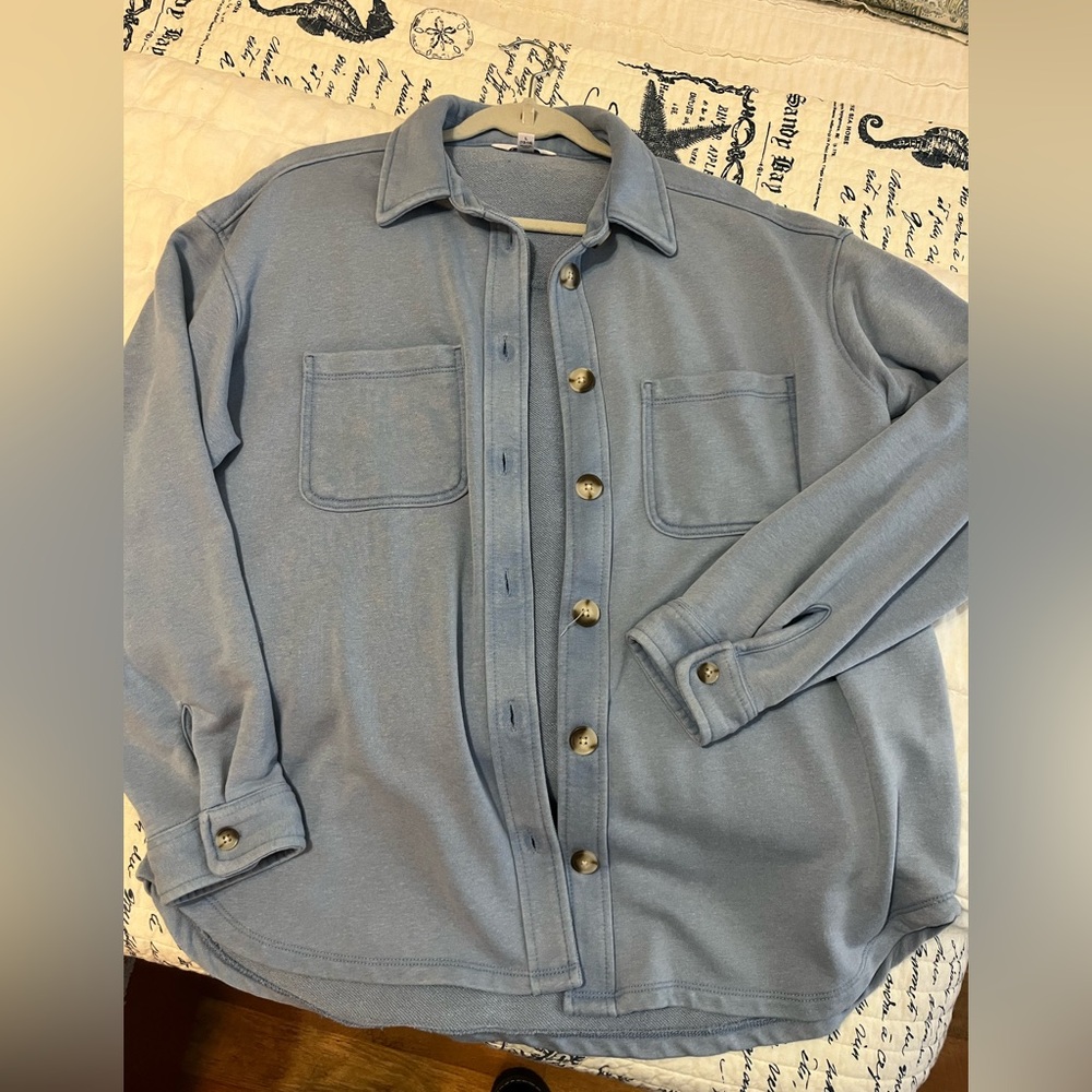 Time and Tru Men's Light Blue Shirt Jacket